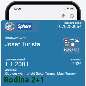 #3 | Rodina 2+1 (2 dospělí + 1 dítě do 18 let) | Členský průkaz KČT Sokol Turnov na rok 2026