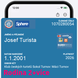 #4 | Rodina 2+více (2 dospělí + děti do 18 let) | Členský průkaz KČT Sokol Turnov na rok 2026